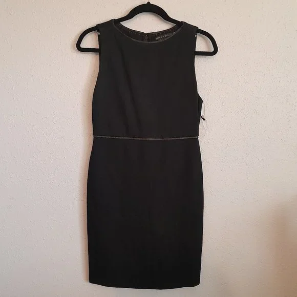 Alice + Olivia | Dresses | Alice Olivia Employed Black Sleeveless Career  Dress Lamb Leather Trim Size 4 | Poshmark